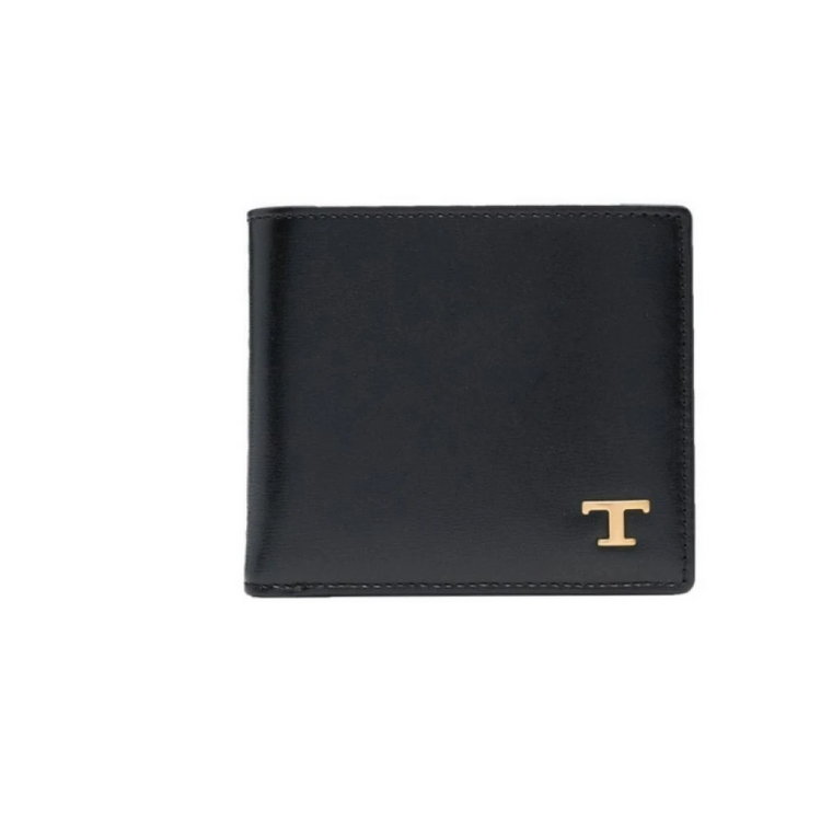 Czarna skórzana portmonetka z logo T Timeless Tod's