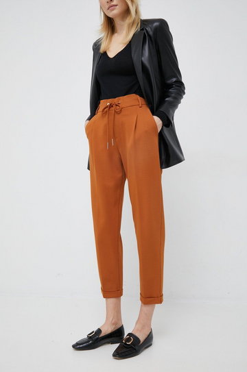 United Colors of Benetton spodnie damskie kolor brązowy proste high waist