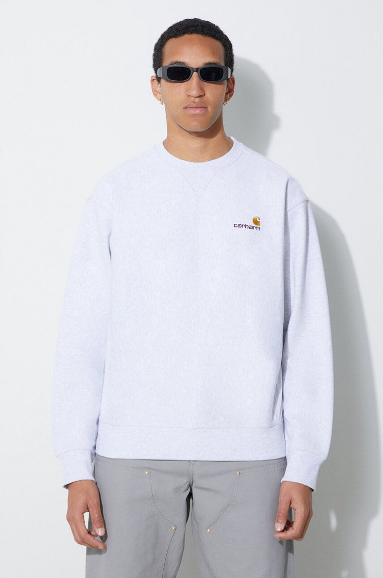 Carhartt WIP bluza American Script Sweat męska kolor szary z aplikacją I025475.482XX