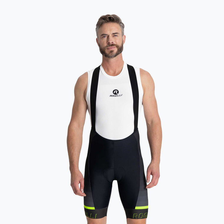 Spodenki rowerowe męskie Rogelli Hero II Bib Short yellow/grey/black