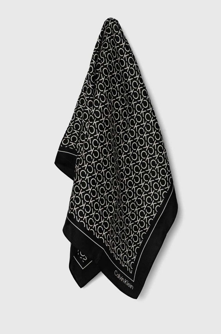 Calvin Klein apaszka jedwabna kolor czarny wzorzysta