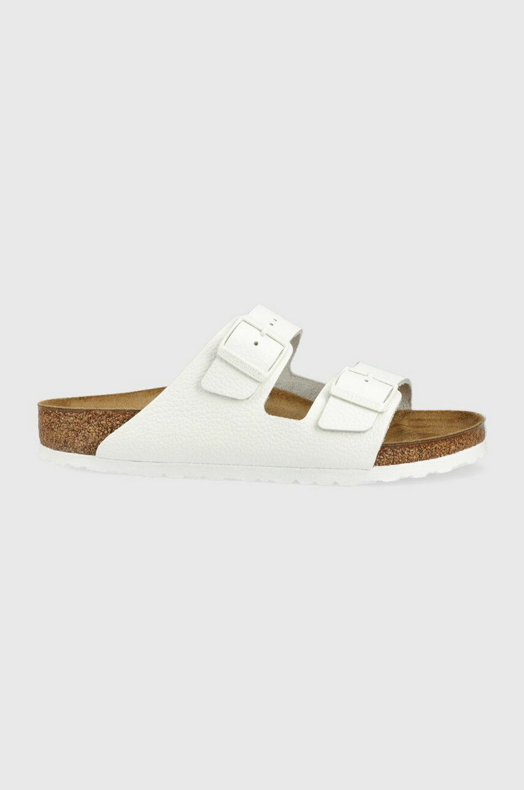 Birkenstock klapki skórzane Arizona męskie kolor biały 1025048