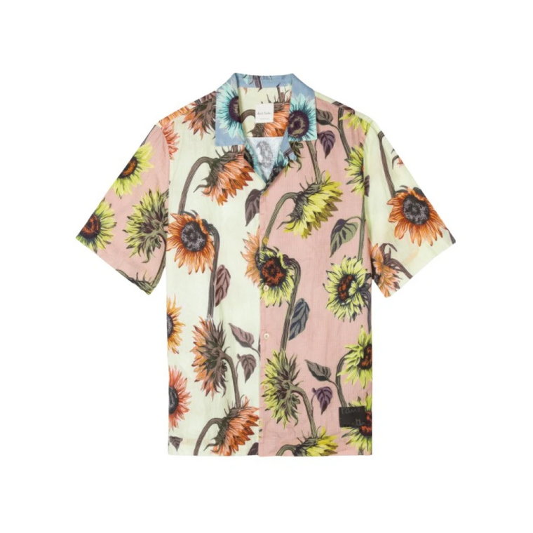 Koszula z nadrukiem słonecznika z lnianej bawełny Paul Smith