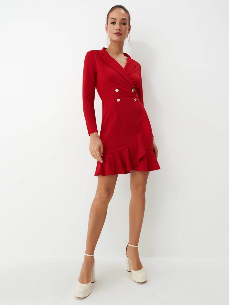 Mohito - Kopertowa sukienka mini - Czerwony