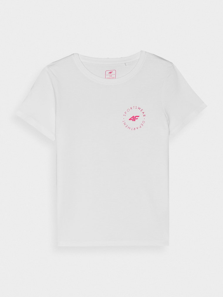 T-shirt gładki dziewczęcy - złamana biel