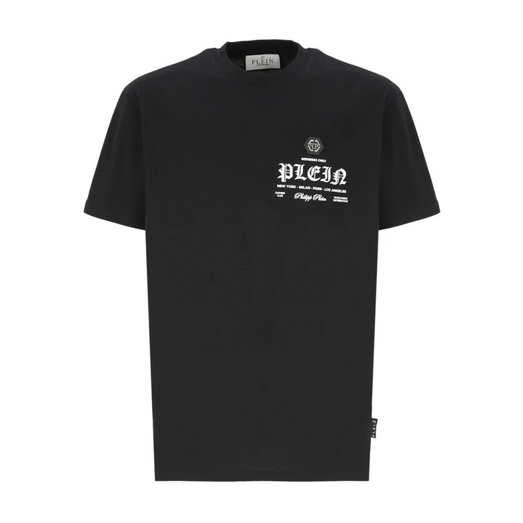 Czarna koszulka z wytłaczanym logo dla mężczyzn Philipp Plein