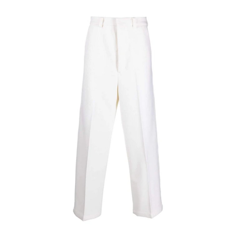 Białe spodnie z szerokimi nogawkami z mieszanki wełny Ami Paris