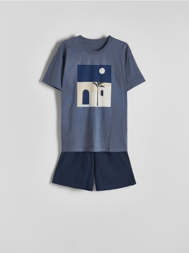 Reserved - Dwuczęściowa piżama z nadrukiem - ciemnoszary