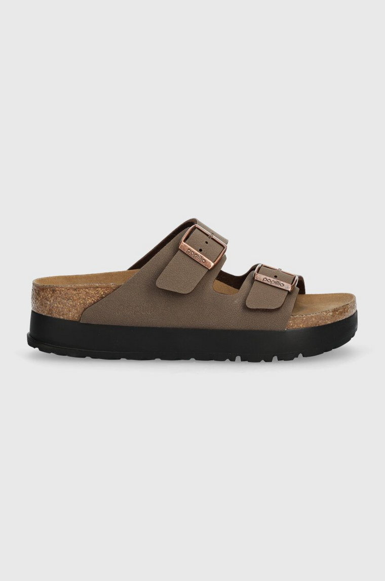 Birkenstock klapki Arizona Platform Flex damskie kolor brązowy na platformie 1027417