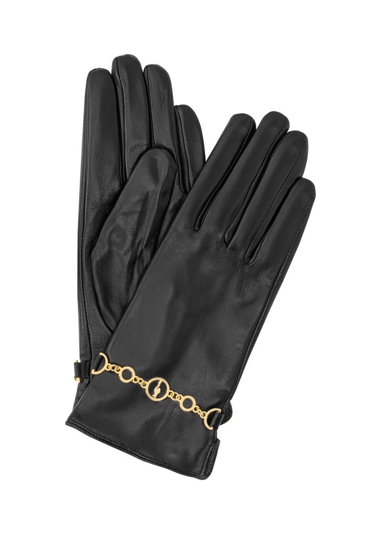 Skórzane czarne rękawiczki damskie