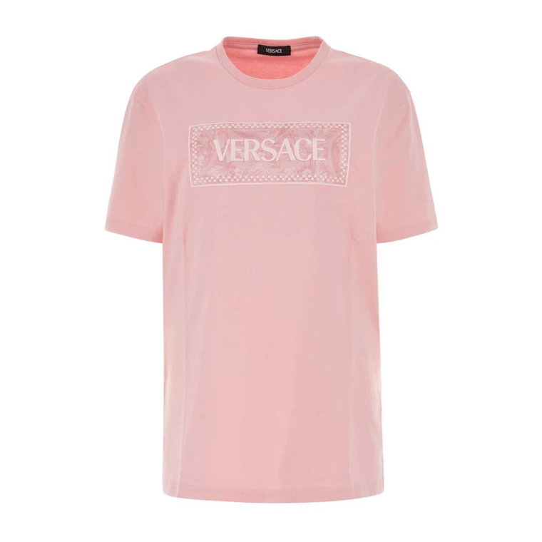 Różowa bawełniana koszulka Versace