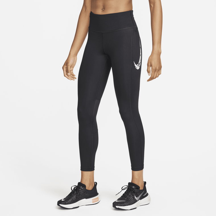 Damskie legginsy 7/8 ze średnim stanem i kieszeniami do biegania Nike Fast - Niebieski