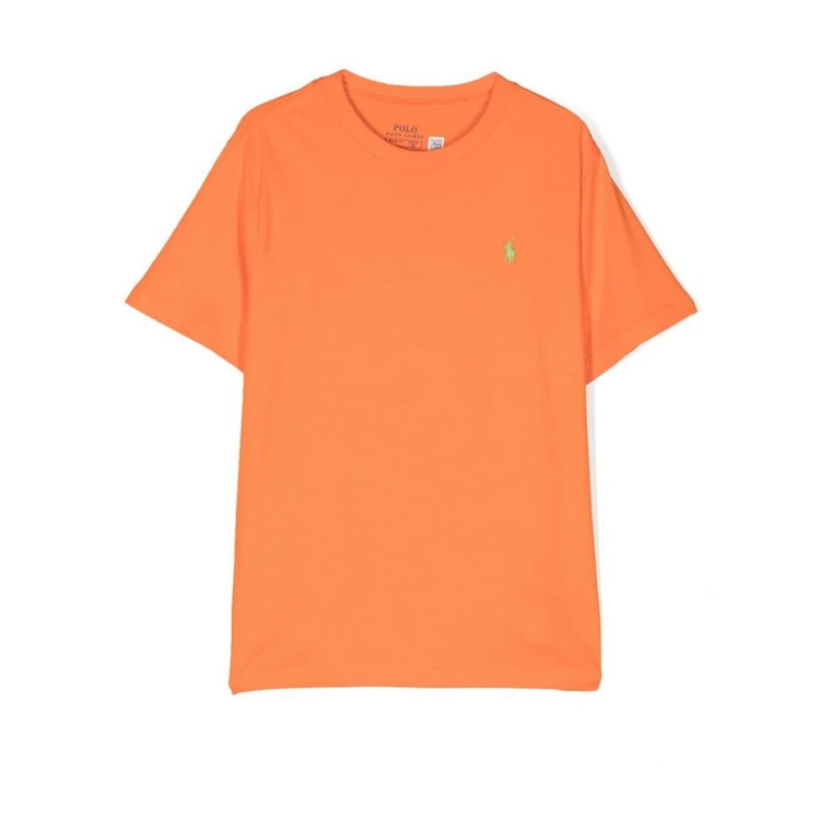 Dziecięcy Bawełniany T-shirt w Żywej Pomarańczy Ralph Lauren