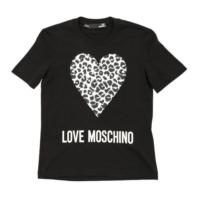 Czarna bawełniana koszulka z detalami W4 H06 27 M3876 C74 Love Moschino