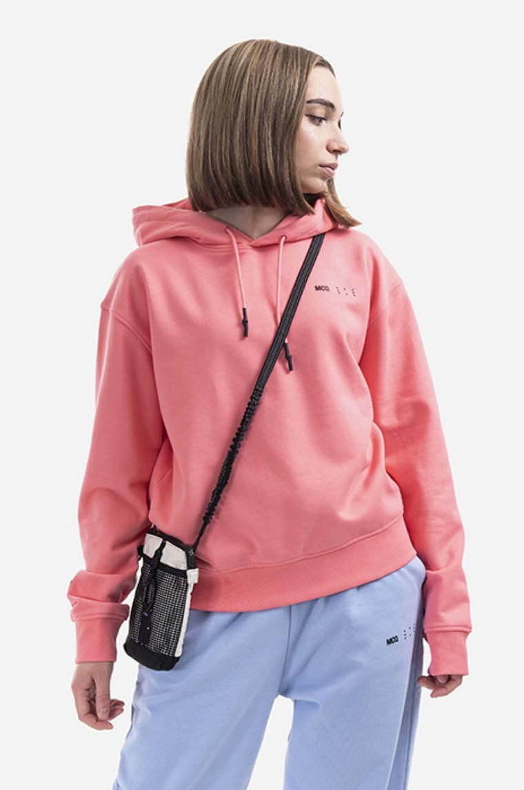 MCQ bluza bawełniana damska kolor różowy z kapturem gładka 624673RSJ766126-PINK