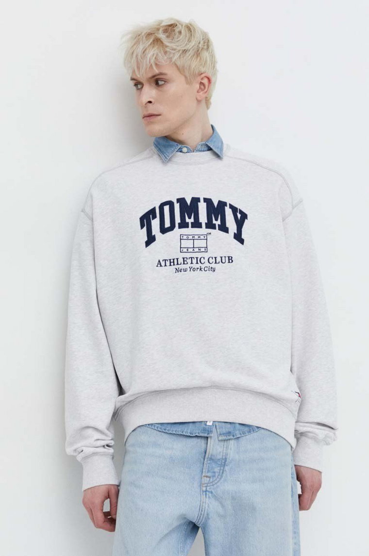 Tommy Jeans bluza bawełniana męska kolor szary melanżowa DM0DM18635