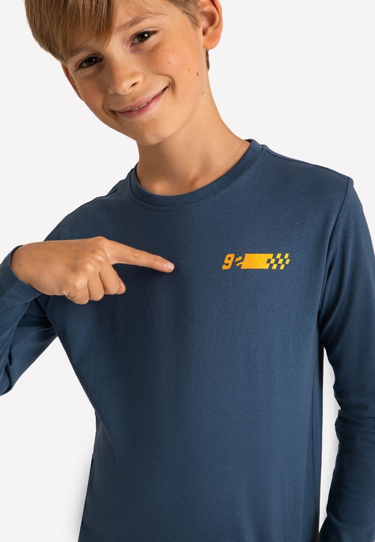Chłopięca bluzka z długim rękawem, z motywem wyścigów samochodowych L-BURN JUNIOR