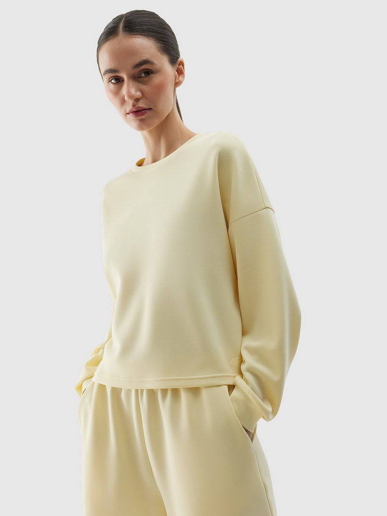 Bluza dresowa nierozpinana z dodatkiem modalu damska - żółta
