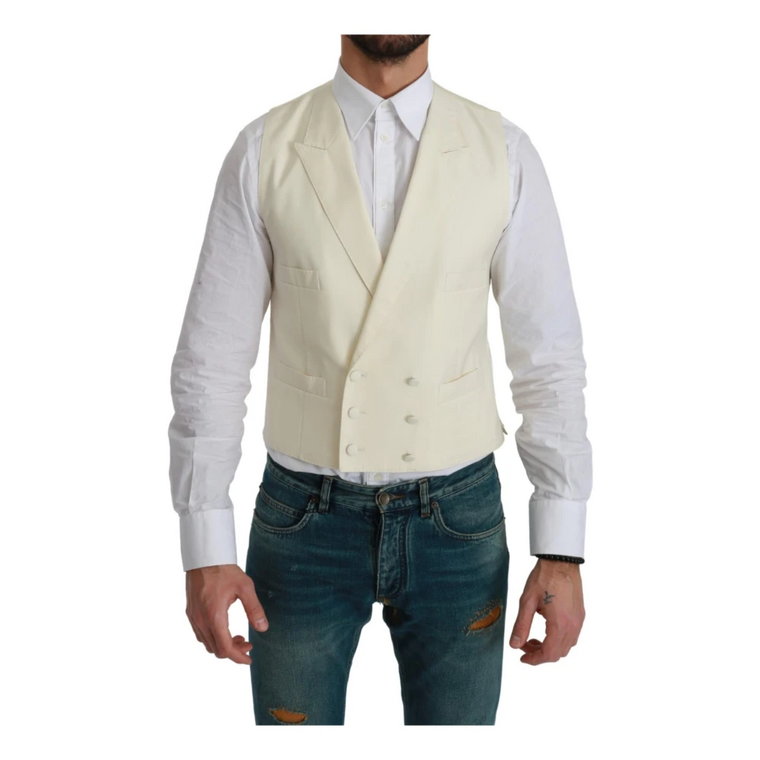 White Waistcoat Formal Wool Vest Dolce & Gabbana