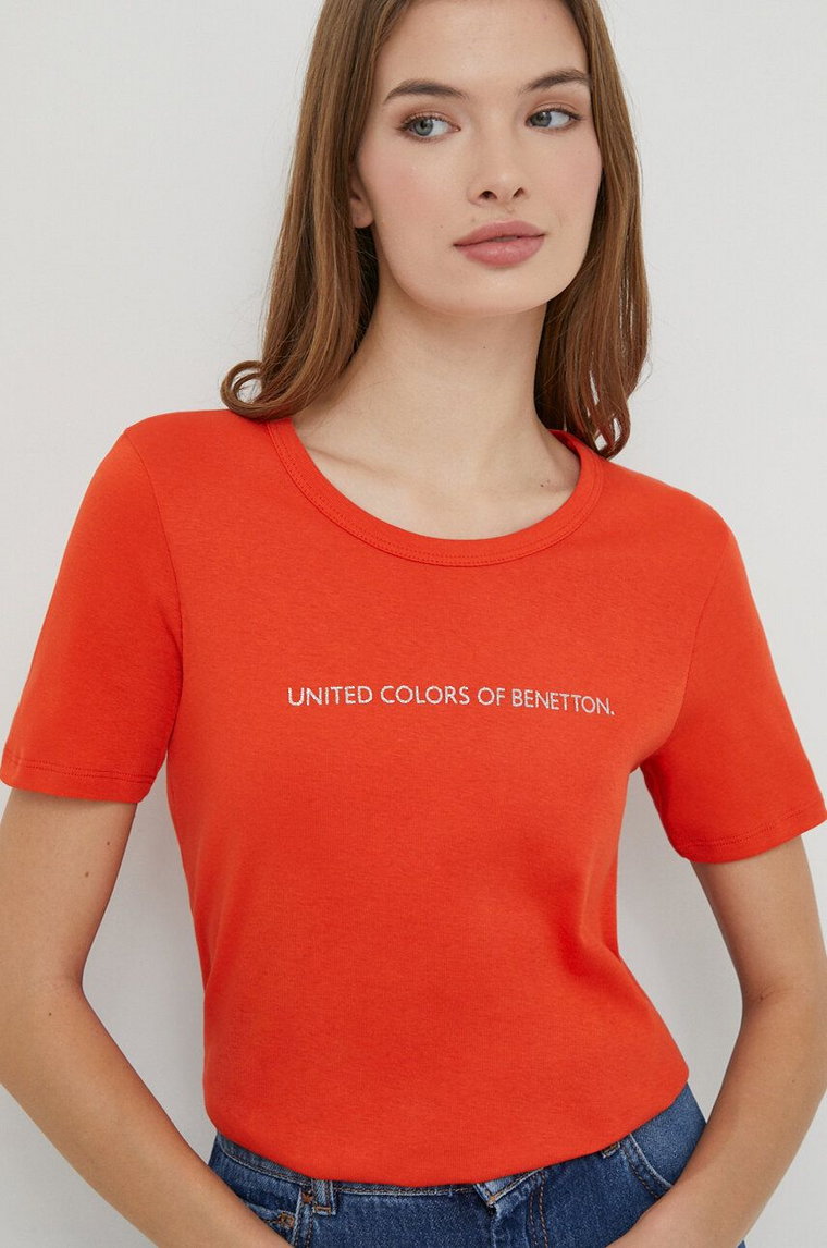 United Colors of Benetton t-shirt bawełniany damski kolor czerwony