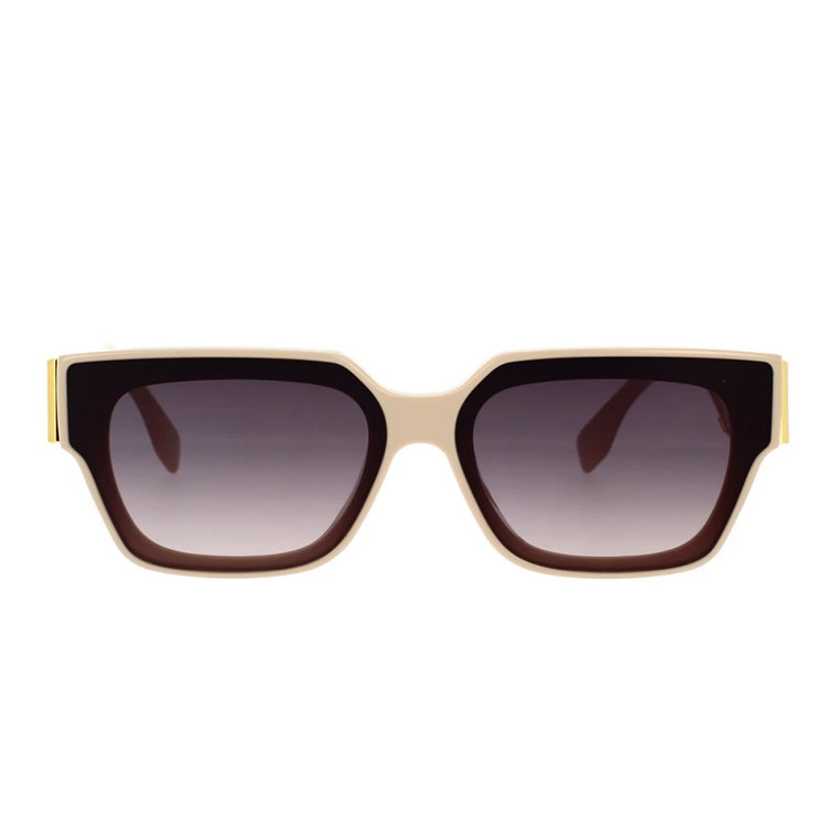 Kwadratowe Beżowe Okulary Przeciwsłoneczne z Szarymi Szkłami Fendi