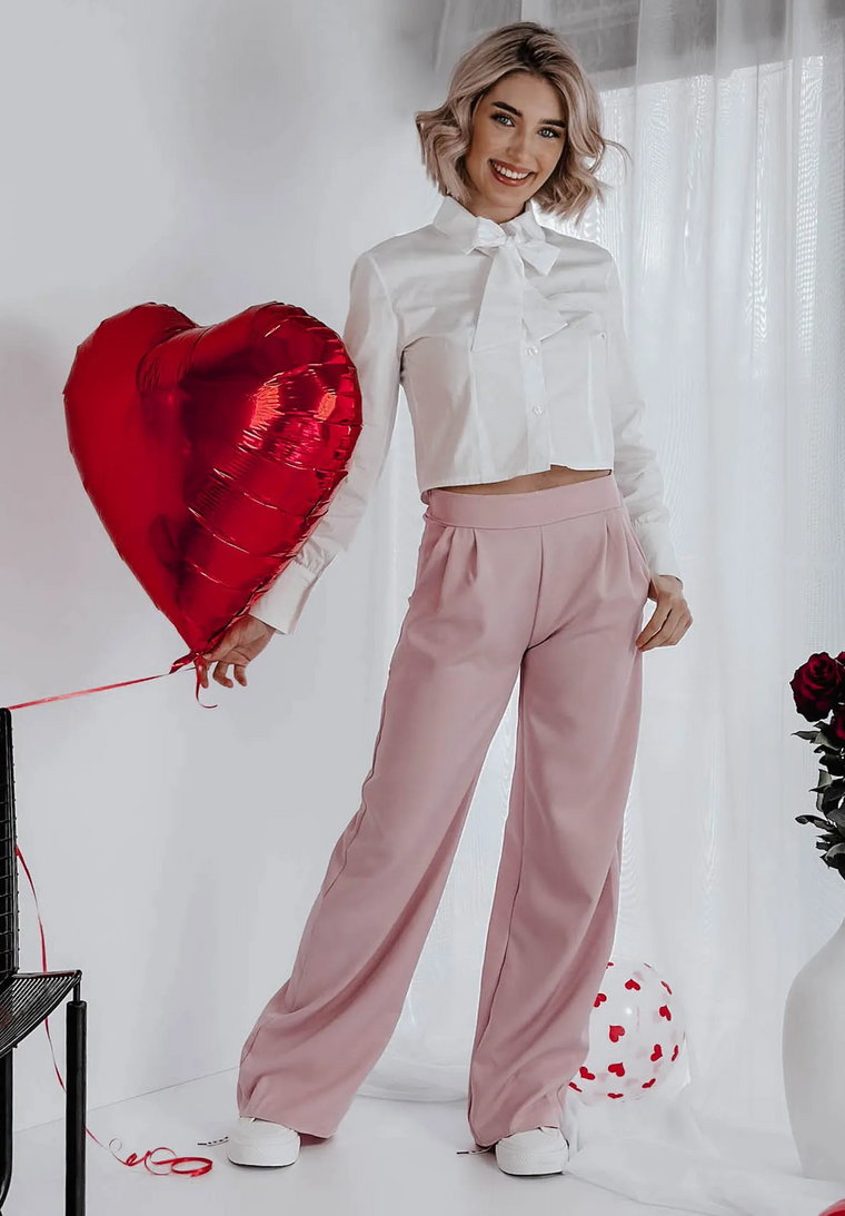 Eleganckie spodnie z prostą nogawką Isla różowe S