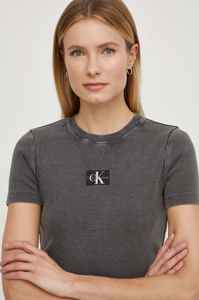 Calvin Klein Jeans t-shirt damski kolor szary