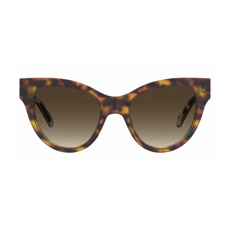 Okulary przeciwsłoneczne Cat-eye z wzorem i brązowymi soczewkami Love Moschino