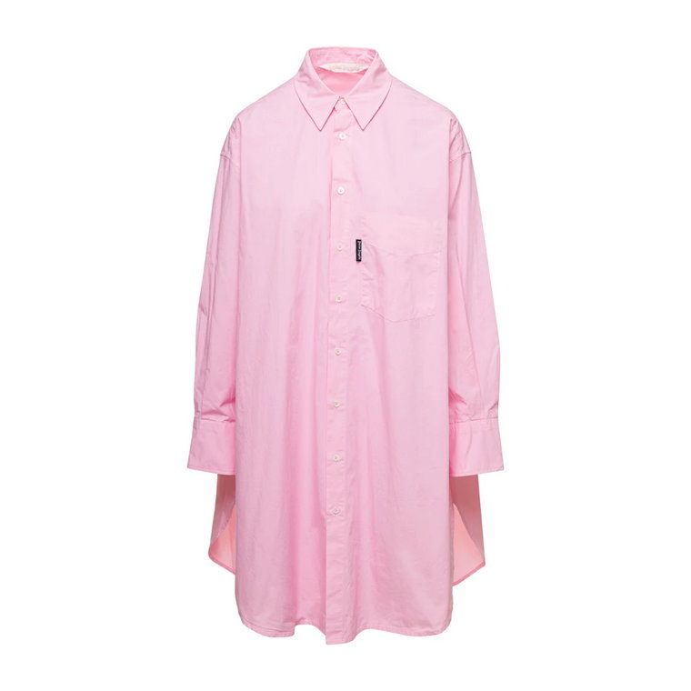 Różowa Mini Sukienka Koszulowa z Designer Flair Palm Angels