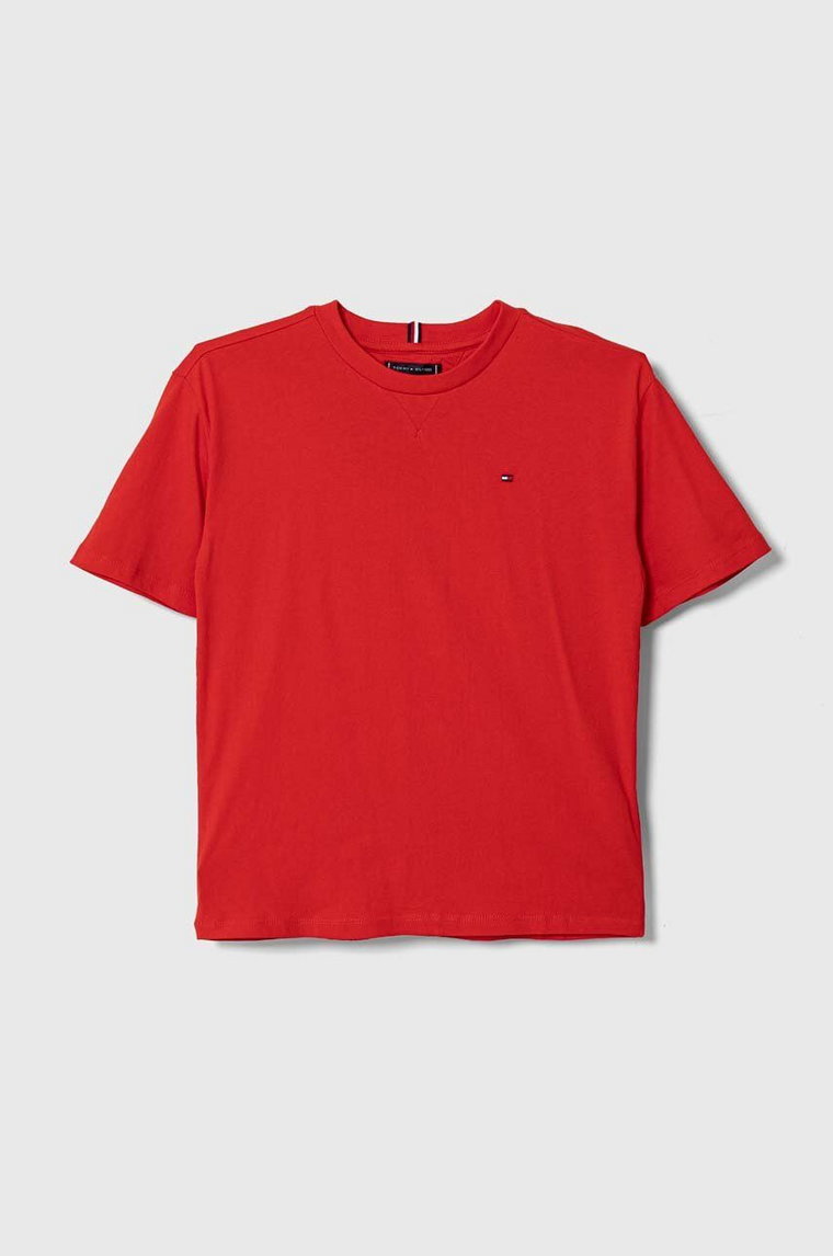 Tommy Hilfiger t-shirt bawełniany dziecięcy kolor czerwony gładki