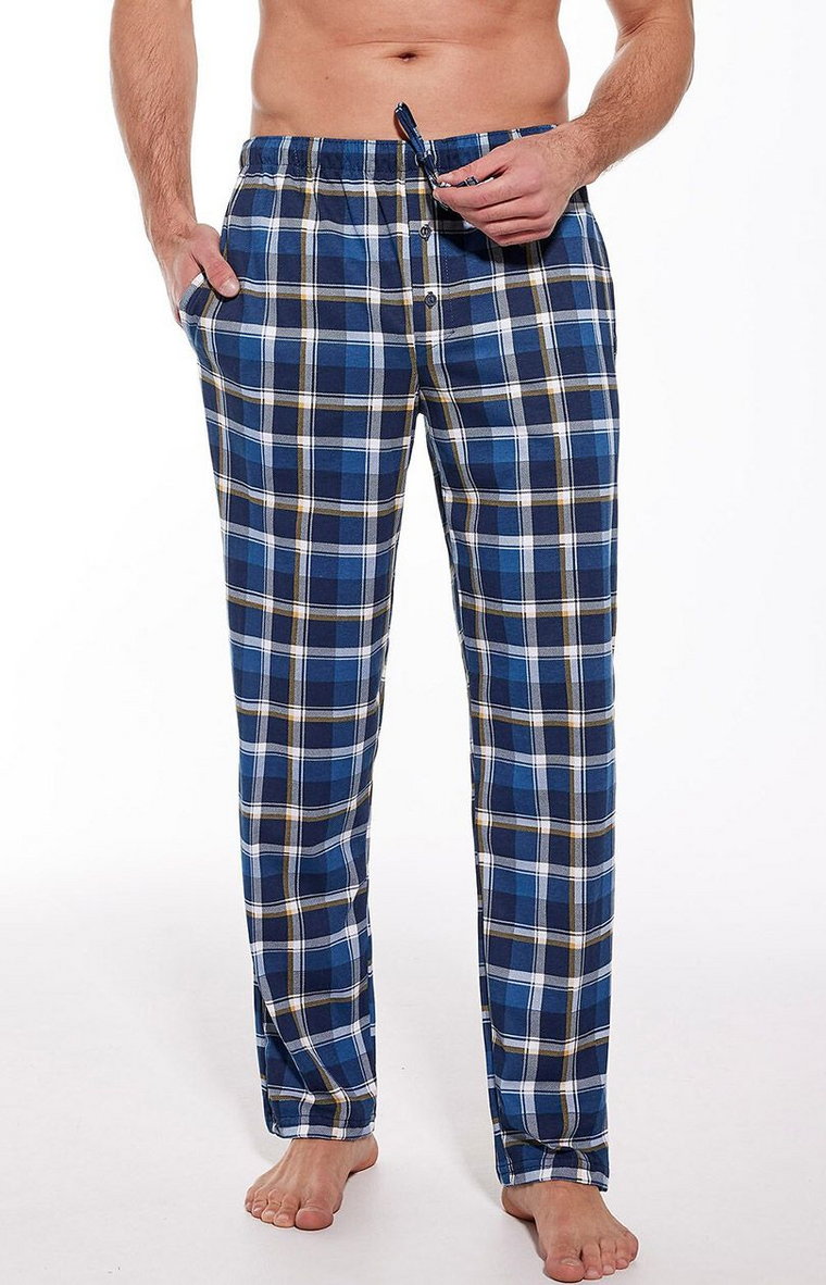 Długie spodnie piżamowe męskie 691/48, Kolor granatowy-wzór, Rozmiar M, Cornette