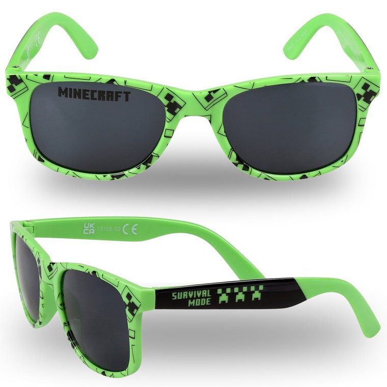 Minecraft Chłopięce okulary przeciwsłoneczne, zielone S-M