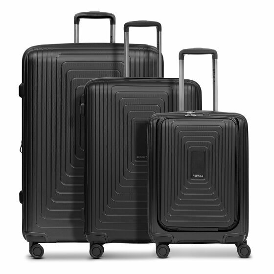 Redolz Essentials 14 3-częściowy zestaw walizek na 4 kółkach 3-częściowy zestaw walizek z rozszerzanym zagięciem black metallic