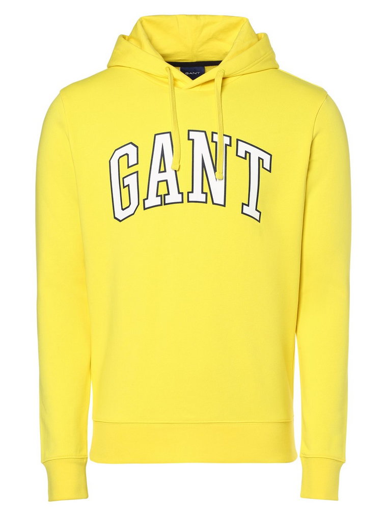 Gant - Męska bluza z kapturem, żółty