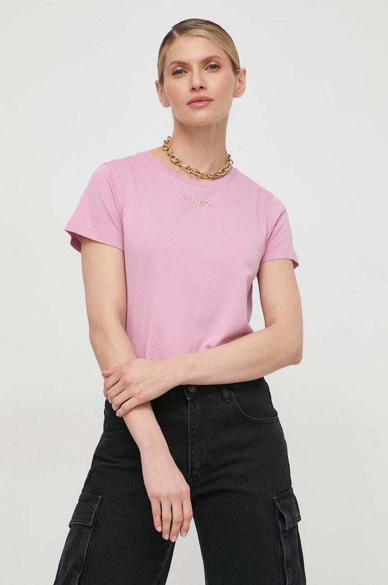 Pinko t-shirt bawełniany Answear Exclusive damski kolor różowy 100355.A22Q