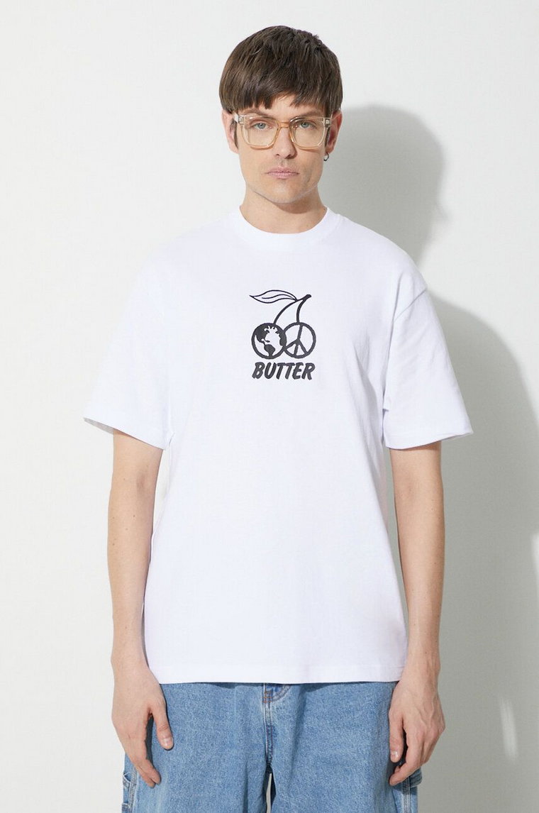 Butter Goods t-shirt bawełniany Cherry Tee męski kolor biały z nadrukiem BGQ423D10202