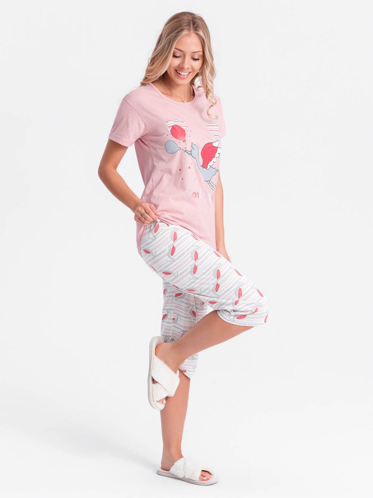 Piżama damska ULR261 - różowa