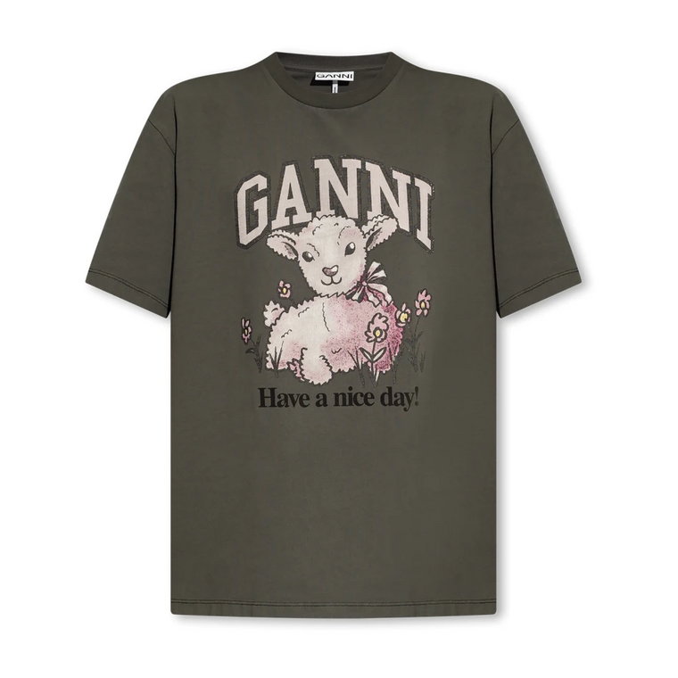 T-shirt z logo Ganni