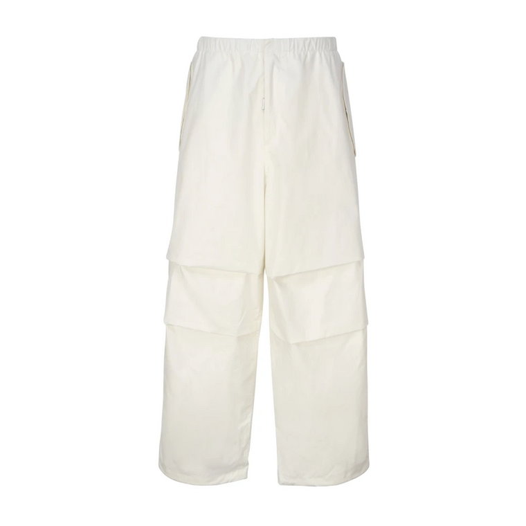 Białe Bawełniane Spodnie z Regulowanym Pasem Jil Sander