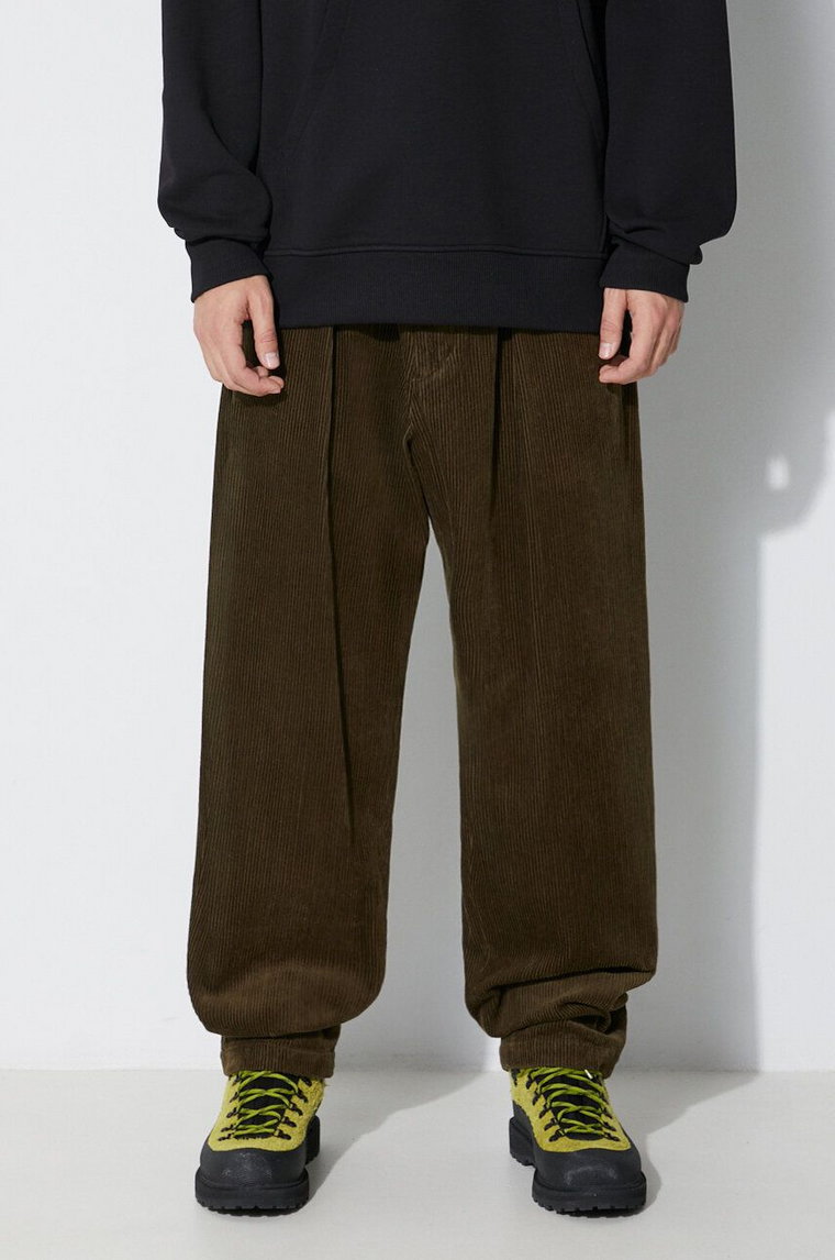 Engineered Garments spodnie sztruksowe Carlyle Pant kolor zielony proste 23F1F012.WP009