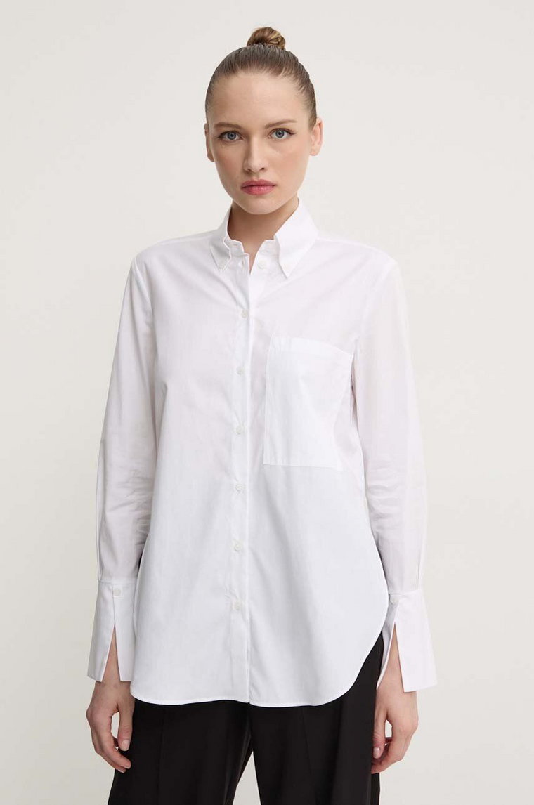 Patrizia Pepe koszula bawełniana damska kolor biały regular z kołnierzykiem klasycznym 8C0722 A4XB