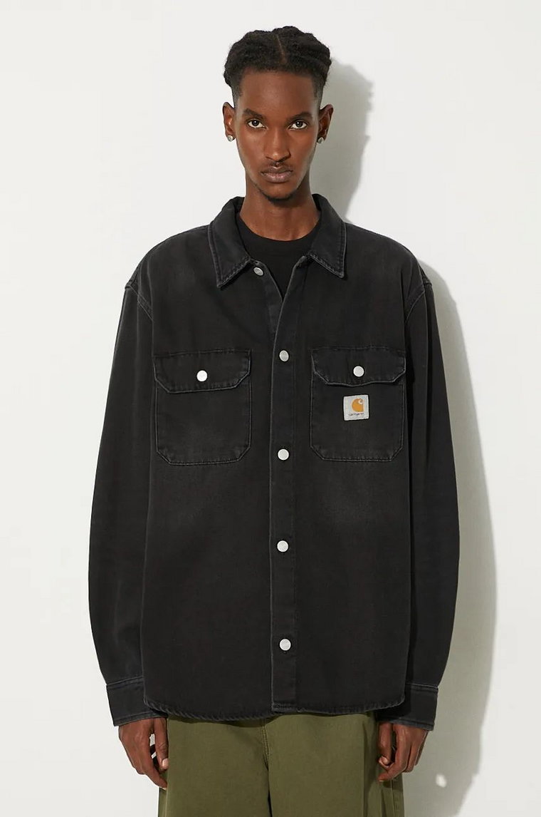 Carhartt WIP kurtka jeansowa Harvey Shirt Jac męska kolor czarny przejściowa I033346.894L