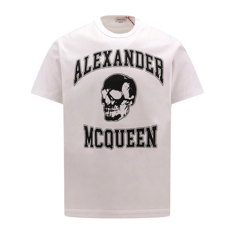 Podnieś swój codzienny styl z tą koszulką z nadrukiem Varsity Logo Alexander McQueen