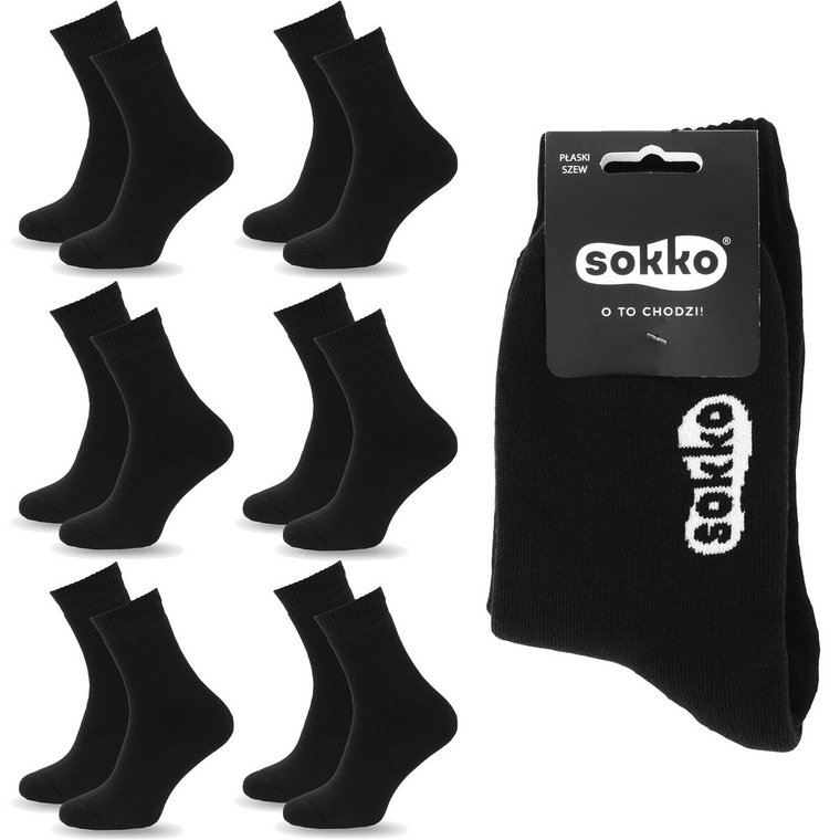 6X Sokko Skarpety Bawełniane Grube Ciepłe Frotte 39-41 - Sdf6-S17-Cza-39-41