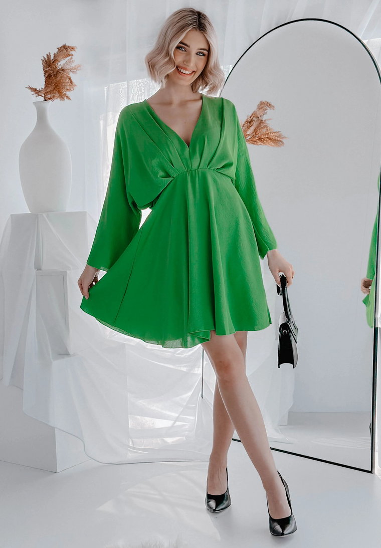 Sukienka z długim rękawem Milani zielona Jeden rozmiar