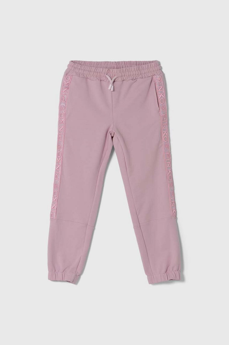 Pinko Up spodnie dresowe dziecięce kolor różowy z aplikacją