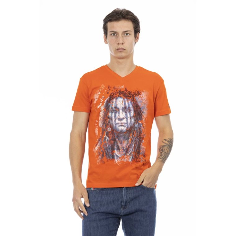 Krótki Rękaw Dekolt W T-shirt Trussardi