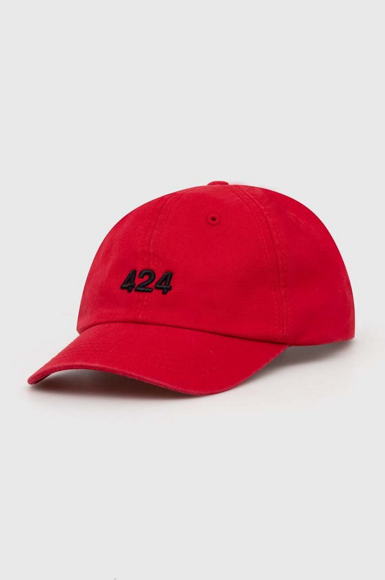 424 czapka z daszkiem bawełniana kolor czerwony z aplikacją 35424L01.236585