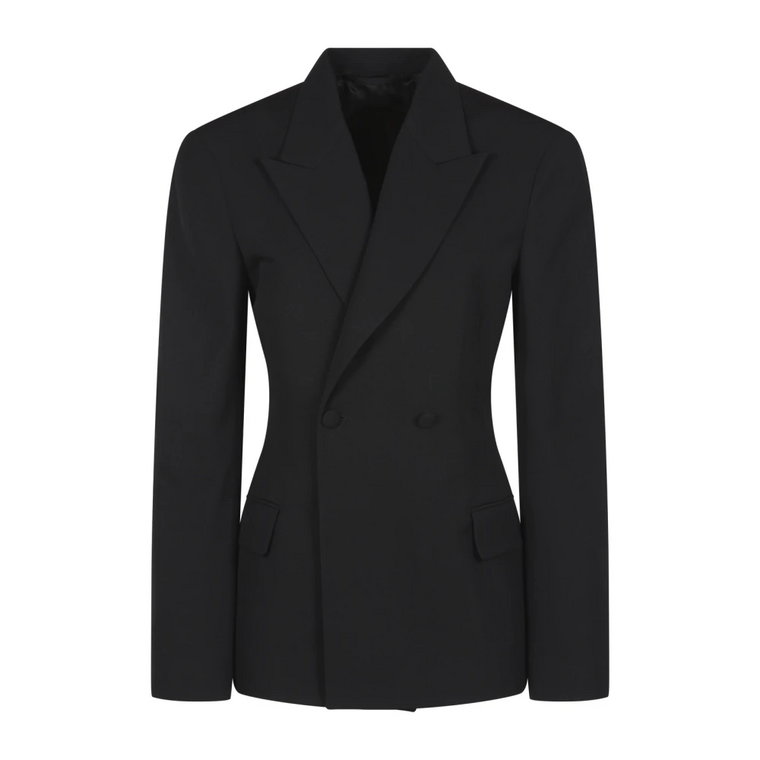 Czarna kurtka z zaokrąglonym ramieniem i dopasowanym pasem Balenciaga