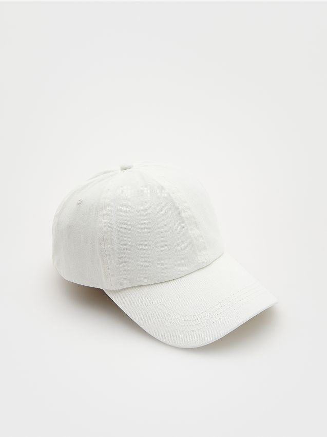 Reserved - Bawełniana czapka z daszkiem - kremowy